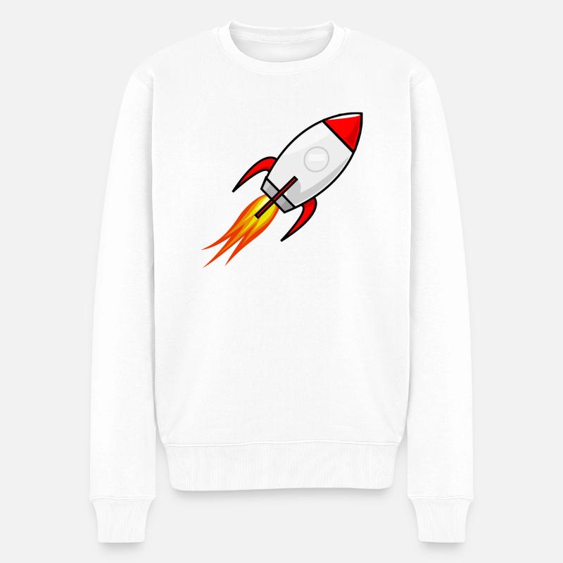 Rakete - Männer Premium Bio Pullover - Weiß