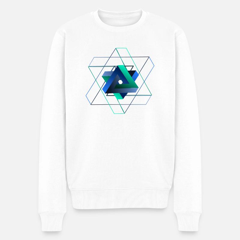 Illusion d'optique (triangle) - Pull Premium bio Homme - blanc