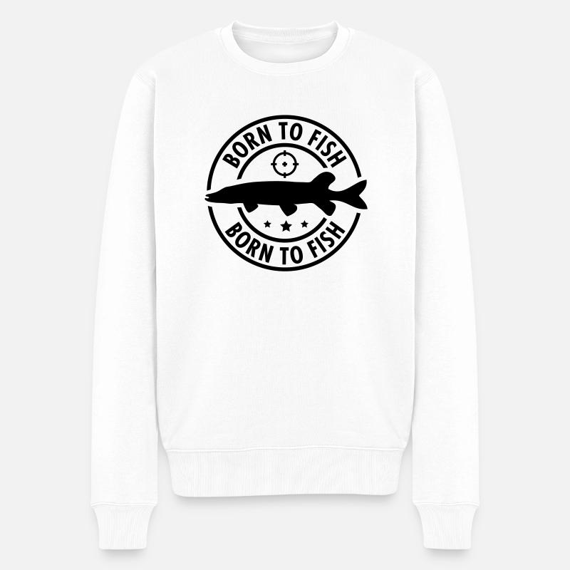 born_to_fish__f1 - Pull Premium bio Homme - blanc