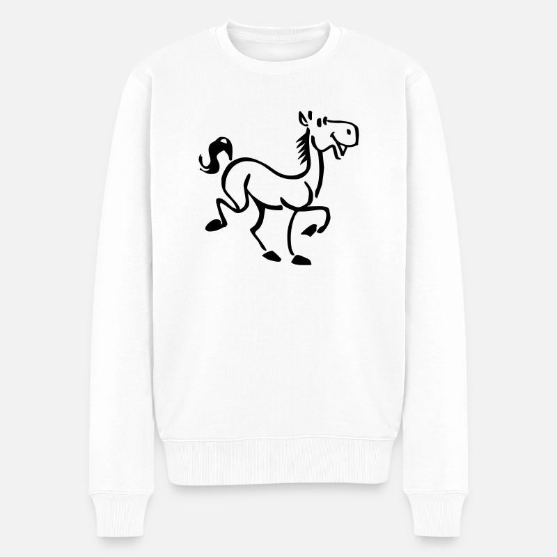 Pferd - Männer Premium Bio Pullover - Weiß