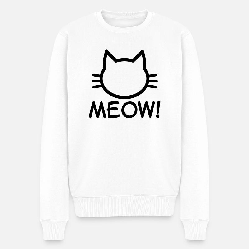 Meow Chat - Pull Premium bio Homme - blanc