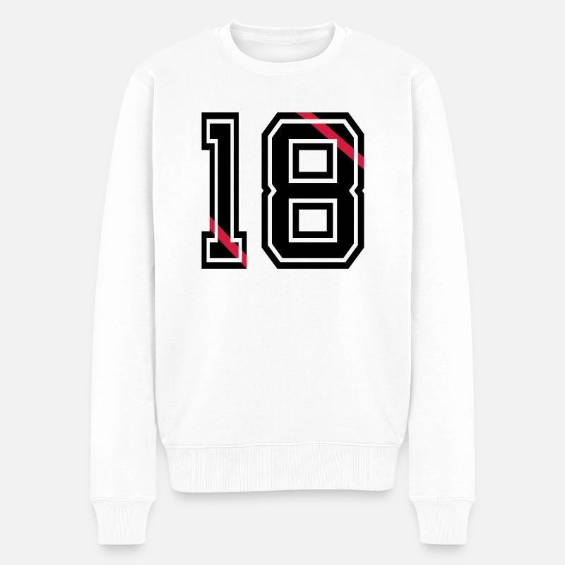 18 - Männer Premium Bio Pullover - Weiß