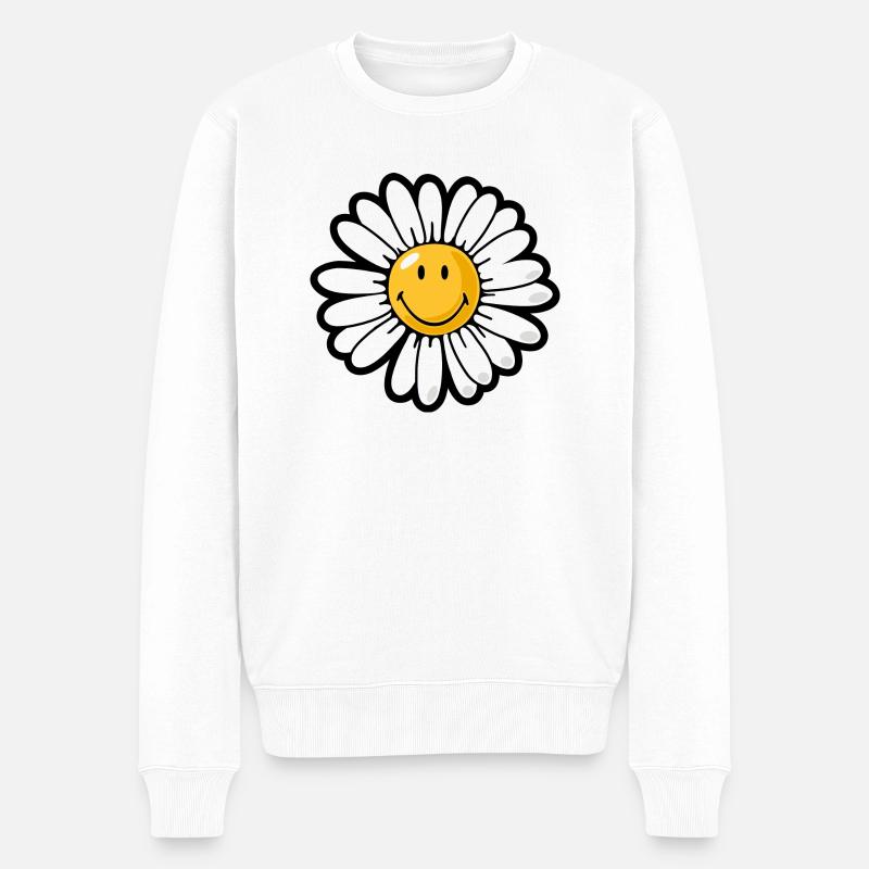 Smiley daisy - Männer Premium Bio Pullover - Weiß