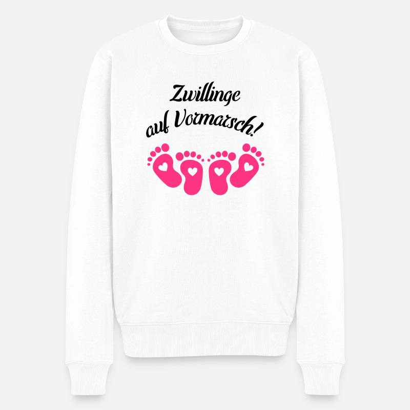 zwillinge auf vormarsch - Männer Premium Bio Pullover - Weiß