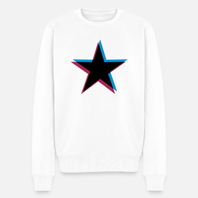 Stern 3D Effekt - Männer Premium Bio Pullover - Weiß