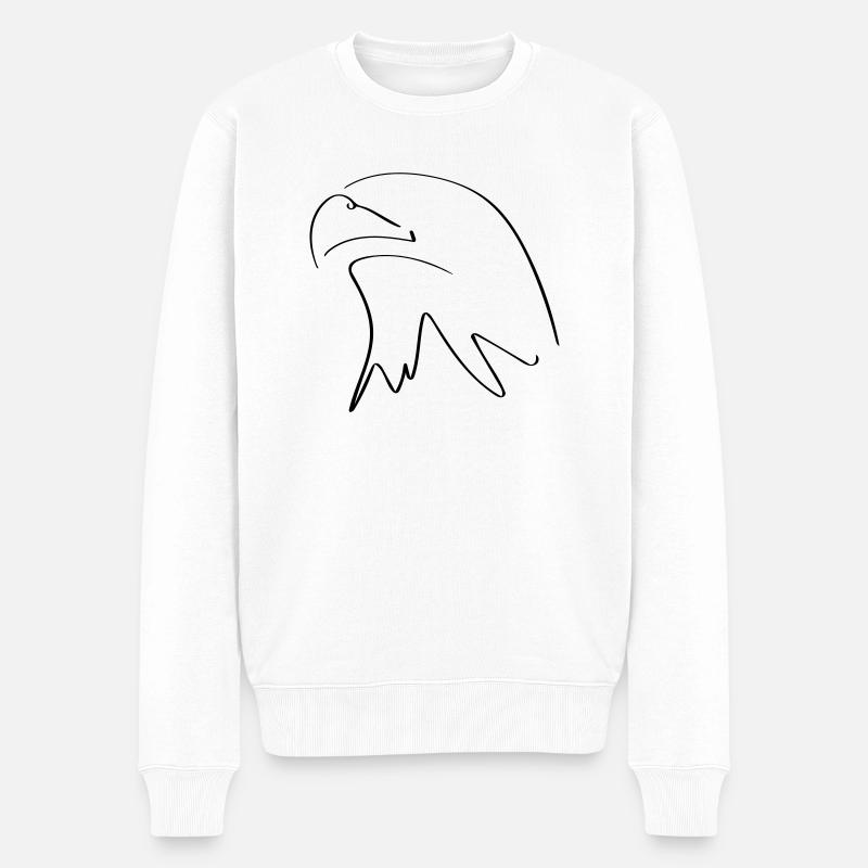 Adlerkopf Line Art - Minimalistisch - Männer Premium Bio Pullover - Weiß
