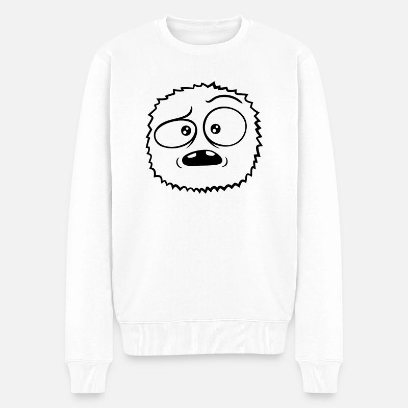 Visage sceptique monstre poilu - Pull Premium bio Homme - blanc