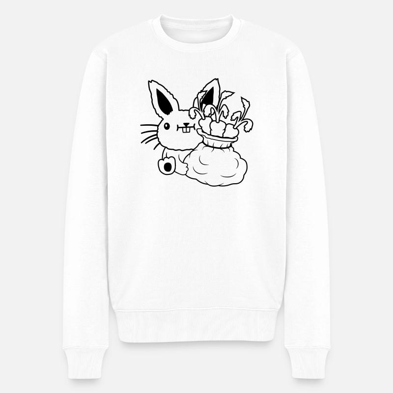 Möhren Gemüse Sack Osterhase - Männer Premium Bio Pullover - Weiß