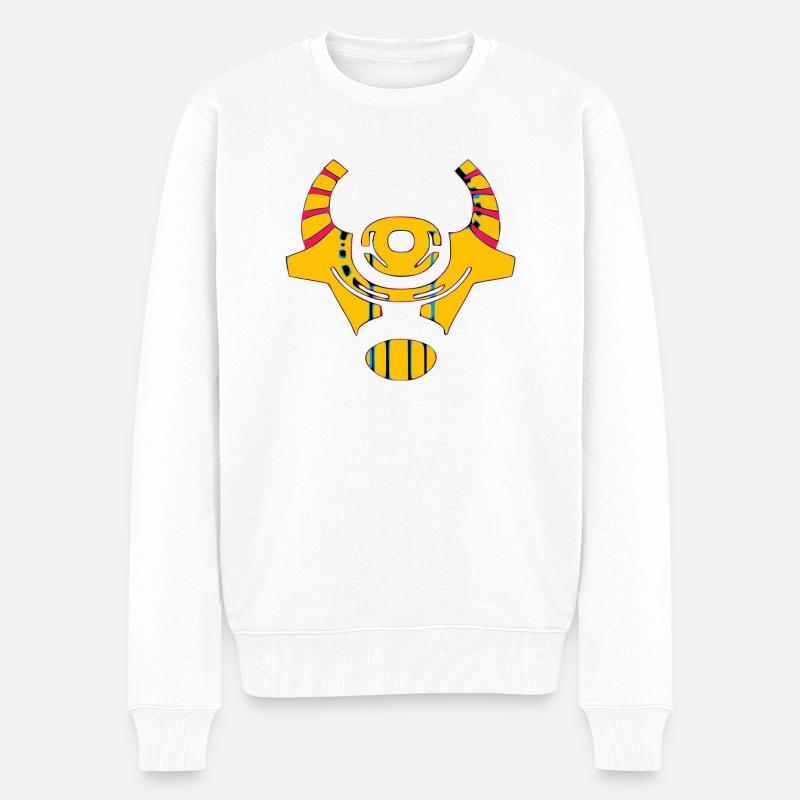 Stilisierter Kuhkopf - Männer Premium Bio Pullover - Weiß