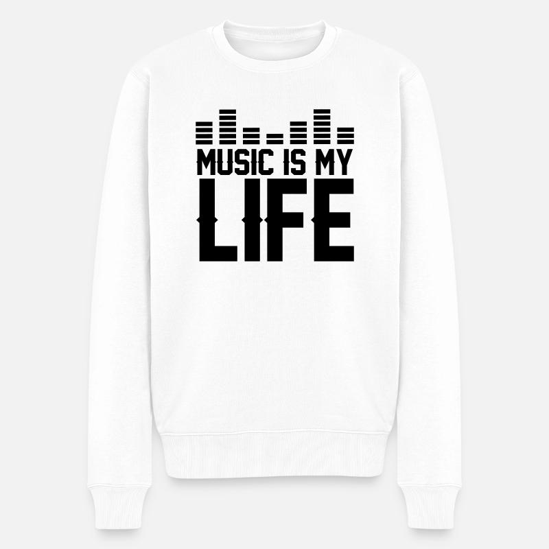 music is my life - Männer Premium Bio Pullover - Weiß