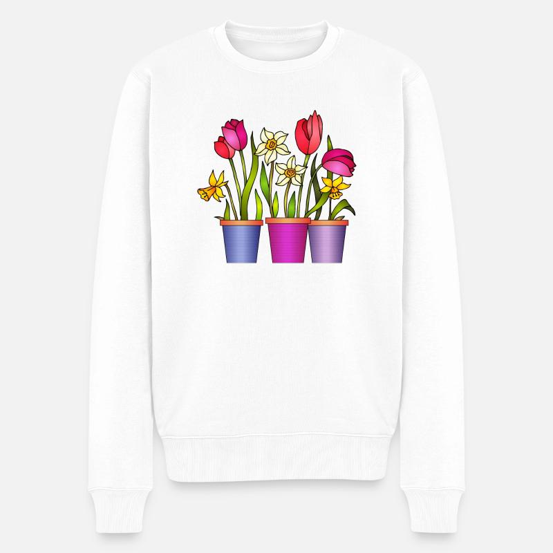 Blumen - Männer Premium Bio Pullover - Weiß
