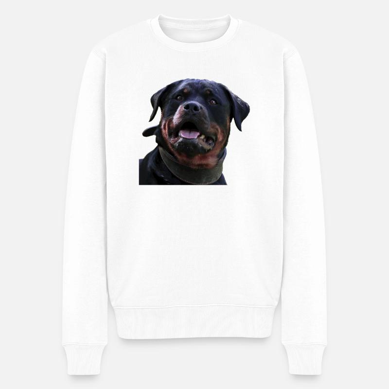 Rottweiler Portait - Männer Premium Bio Pullover - Weiß