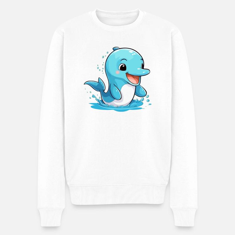 Held der Delfin - Männer Premium Bio Pullover - Weiß