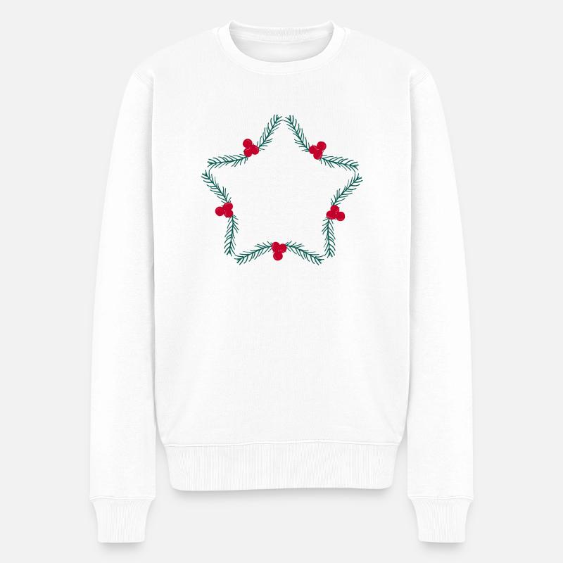 Weihnachtskranz in Sternform - Männer Premium Bio Pullover - Weiß