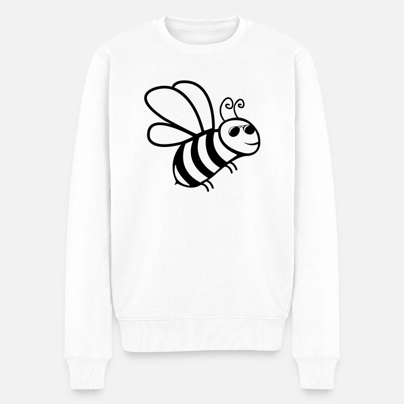 biene sonnenbrille - Männer Premium Bio Pullover - Weiß