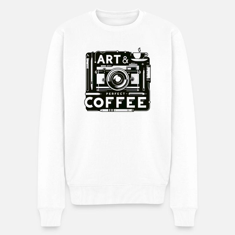 Foto + Art & KaffeeGenuss - Männer Premium Bio Pullover - Weiß