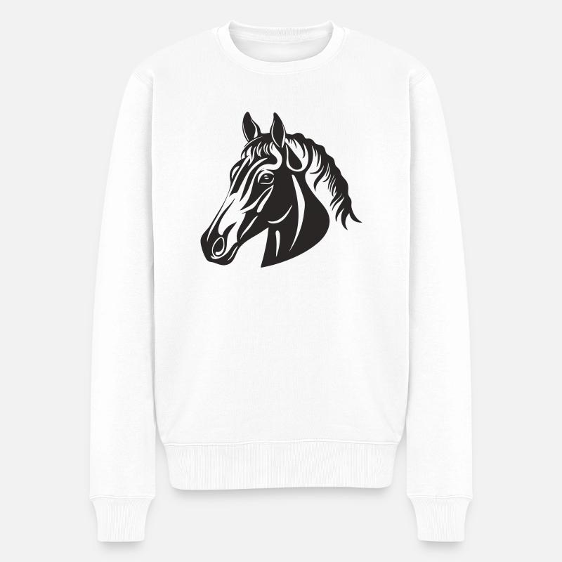 Silhouette de cheval - Pull Premium bio Homme - blanc