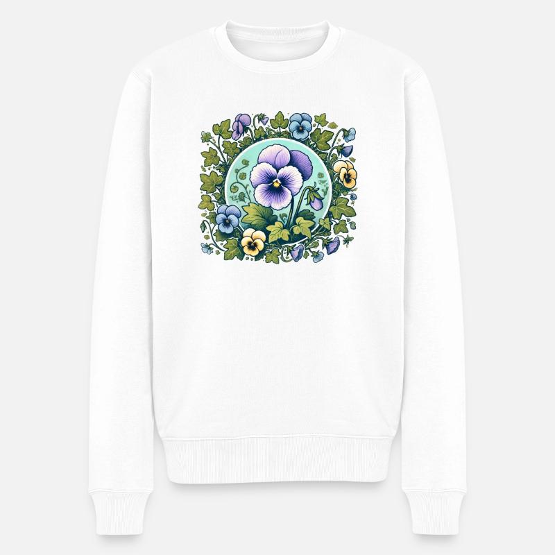 Stiefmütterchen - Männer Premium Bio Pullover - Weiß