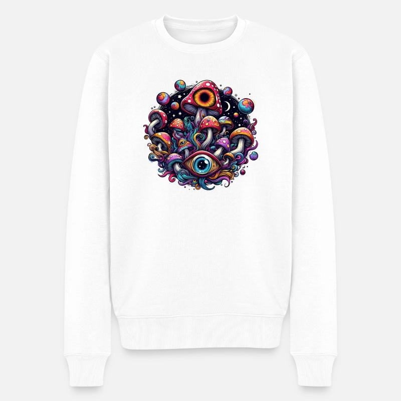 Magie des champignons psychédéliques - Pull Premium bio Homme - blanc