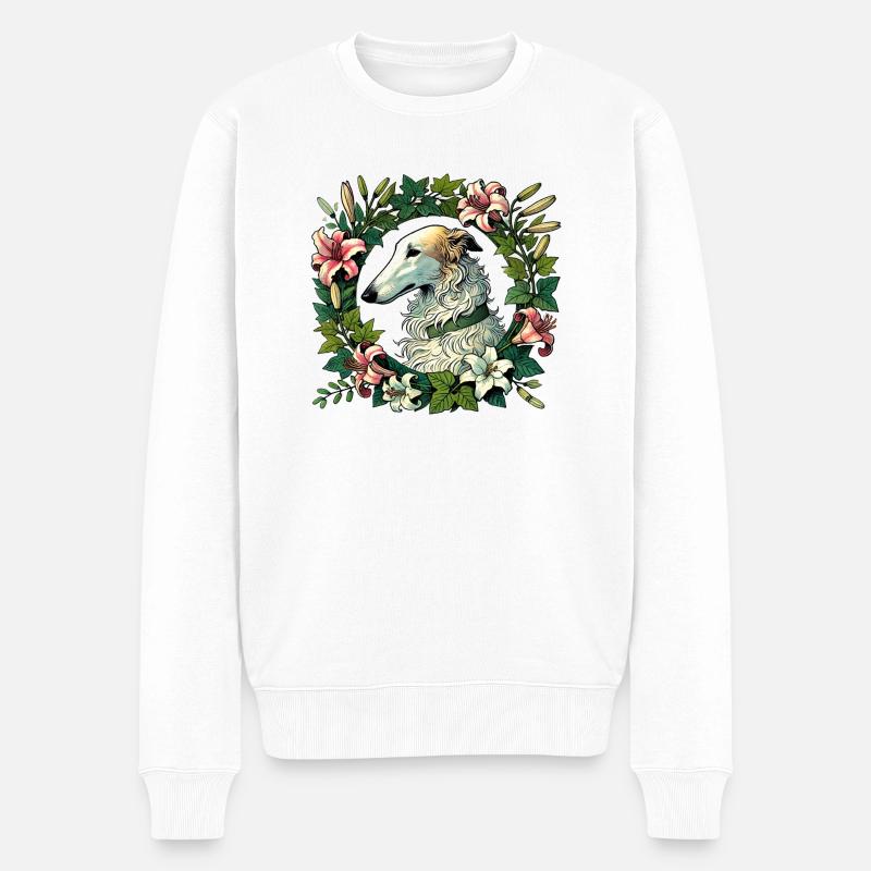 Barsoi - Männer Premium Bio Pullover - Weiß