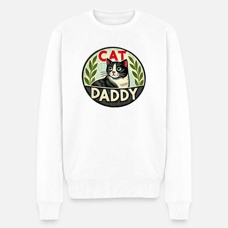 Katzen-Papa - Männer Premium Bio Pullover - Weiß