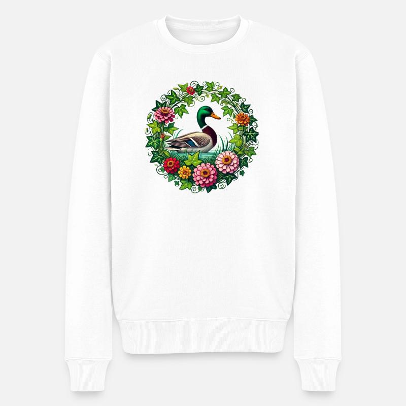 Canard colvert - Pull Premium bio Homme - blanc