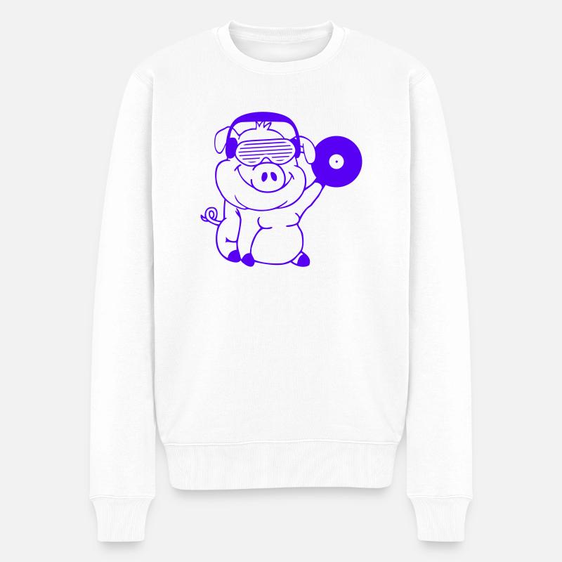 Cochon DJ Enregistrement Sow Piggy - Pull Premium bio Homme - blanc