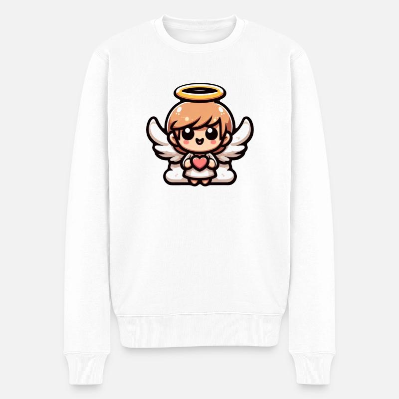 Ange de dessin animé mignon - Pull Premium bio Homme - blanc