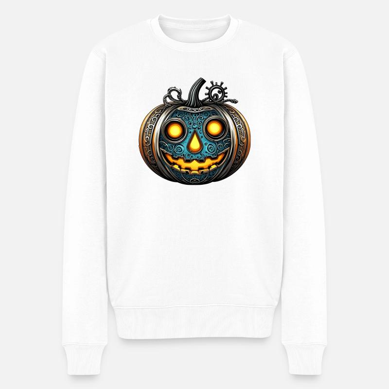 Steampunk Kürbis - Männer Premium Bio Pullover - Weiß