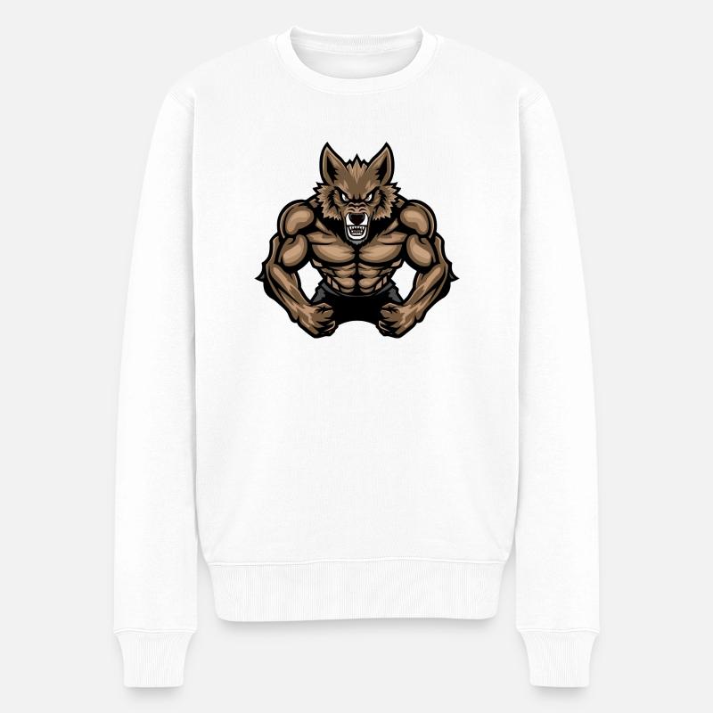 Wolf Werwolf - Männer Premium Bio Pullover - Weiß