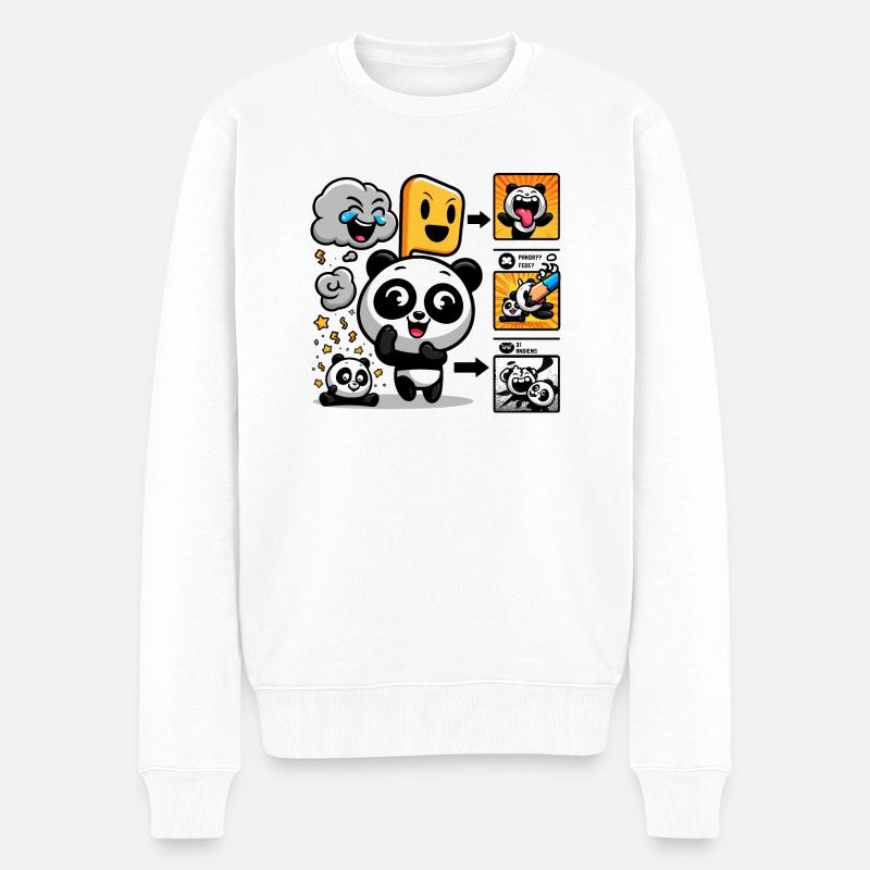 Lustige Panda-Emotionen - Männer Premium Bio Pullover - Weiß