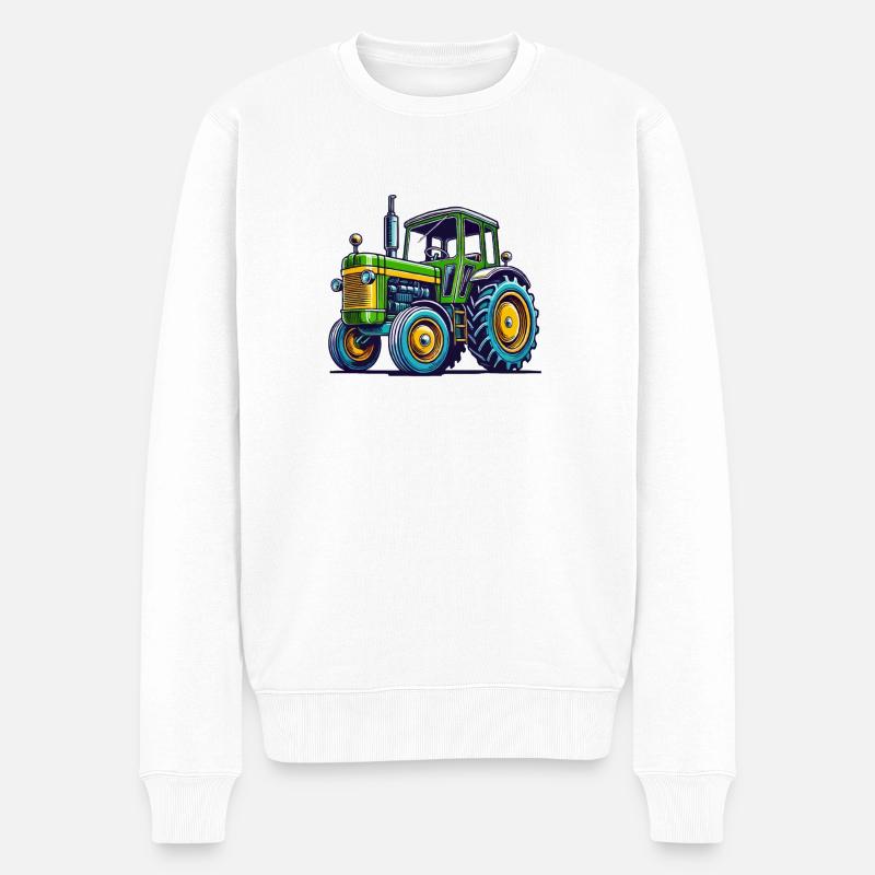 traktor trecker - Männer Premium Bio Pullover - Weiß
