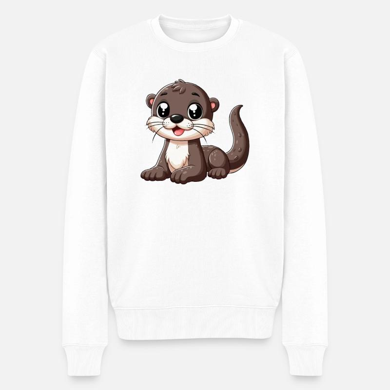 Otter Kind - Männer Premium Bio Pullover - Weiß
