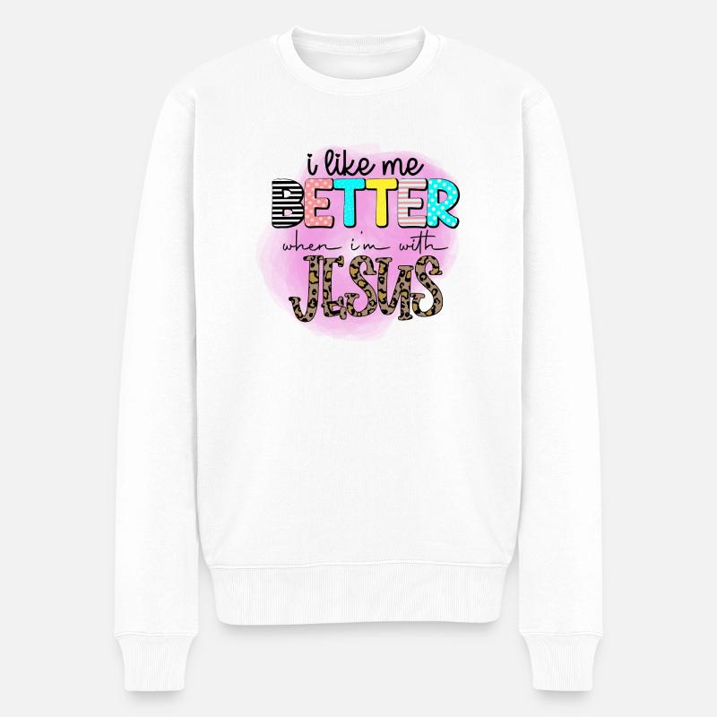 Besser mit Jesus - Männer Premium Bio Pullover - Weiß