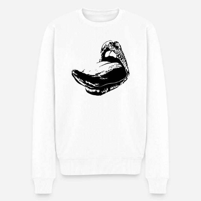 weibliche Sprache - Männer Premium Bio Pullover - Weiß
