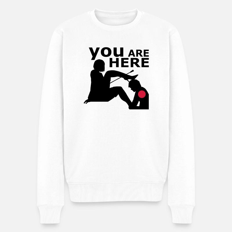 You are here - Männer Premium Bio Pullover - Weiß
