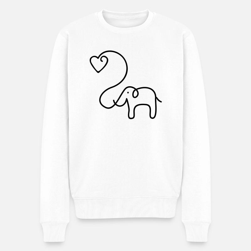 ÉLÉPHANT avec le coeur - Pull Premium bio Homme - blanc