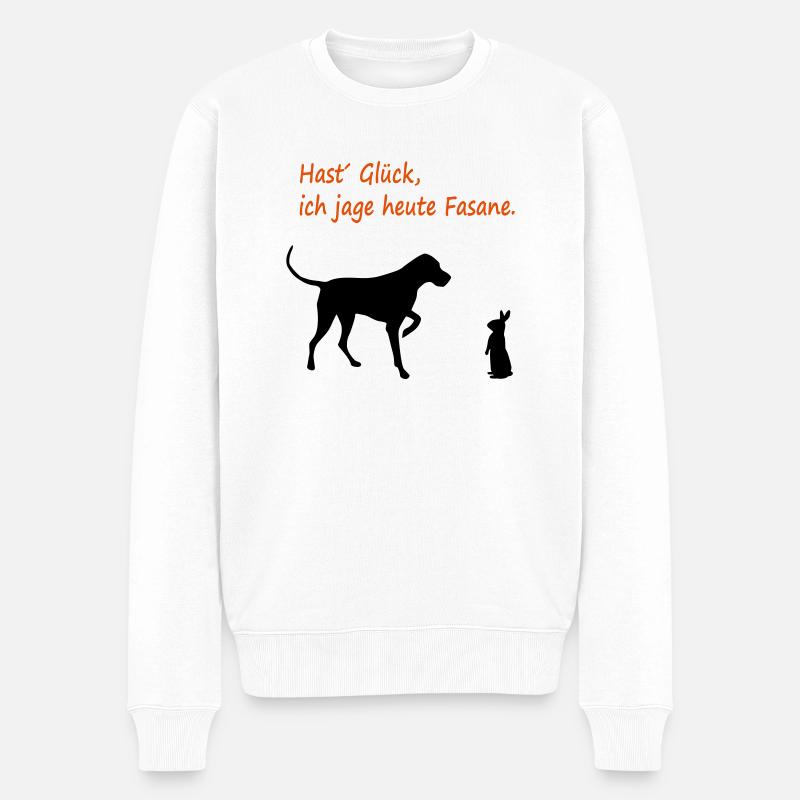 hund_jagt_fasane_neu_cb - Männer Premium Bio Pullover - Weiß