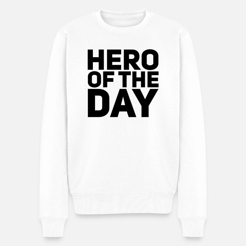 Hero of the Day - Männer Premium Bio Pullover - Weiß