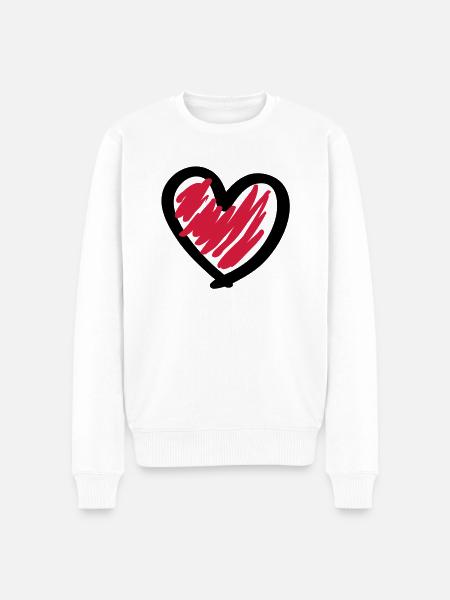 Cool Heart - Männer Premium Bio Pullover - Weiß
