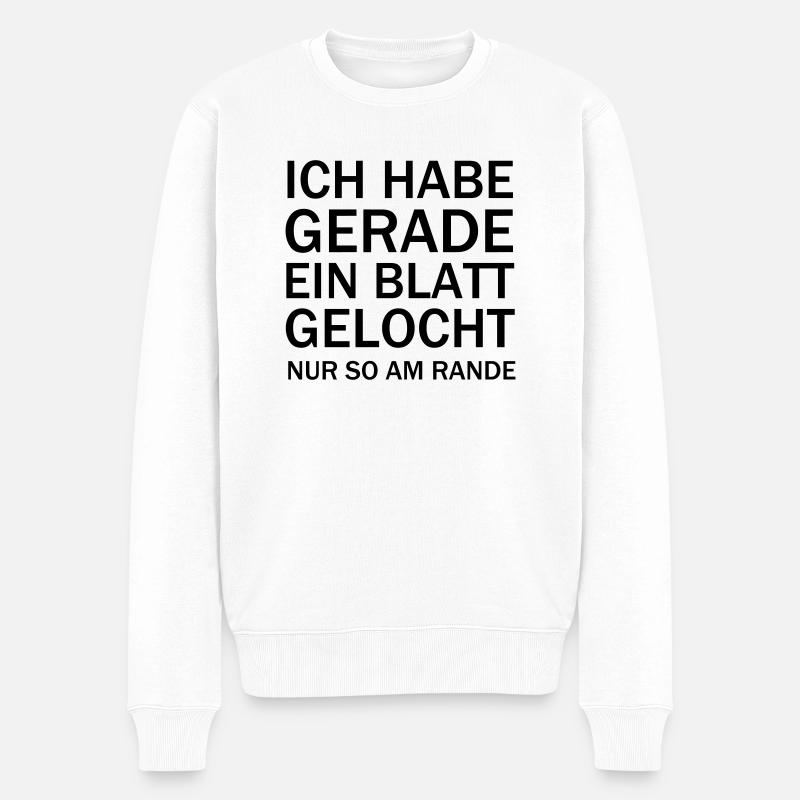 Blatt gelocht Lehrer Schule Humor Geschenk - Männer Premium Bio Pullover - Weiß