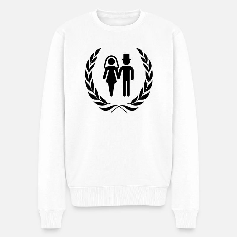 Brautpaar im Lorbeerkranz - Männer Premium Bio Pullover - Weiß
