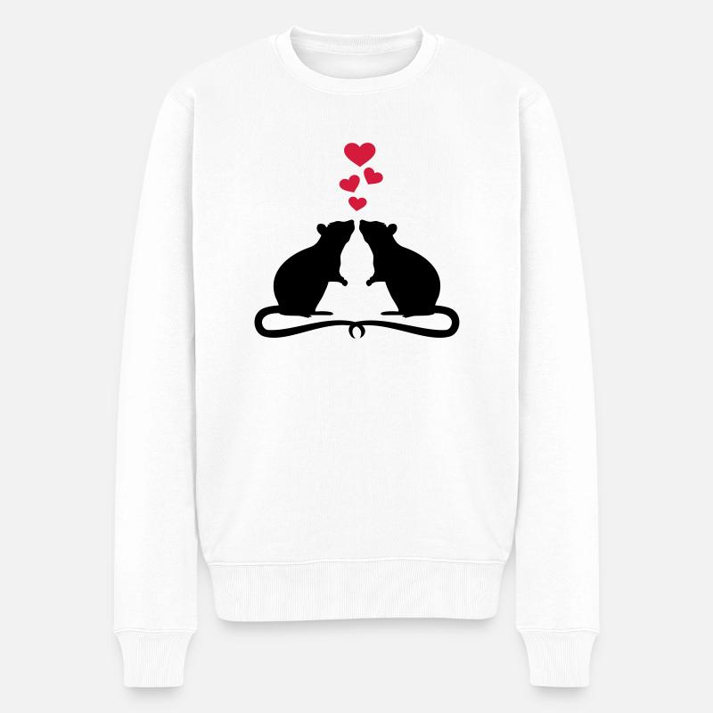 Ratte - Männer Premium Bio Pullover - Weiß