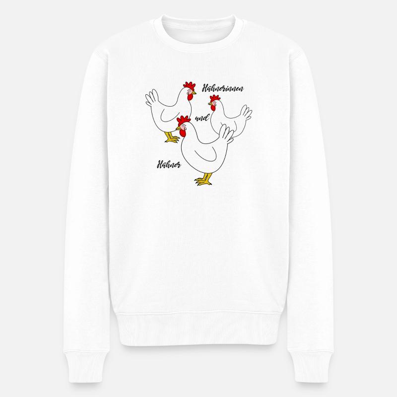 Hühner, Huhn - Männer Premium Bio Pullover - Weiß