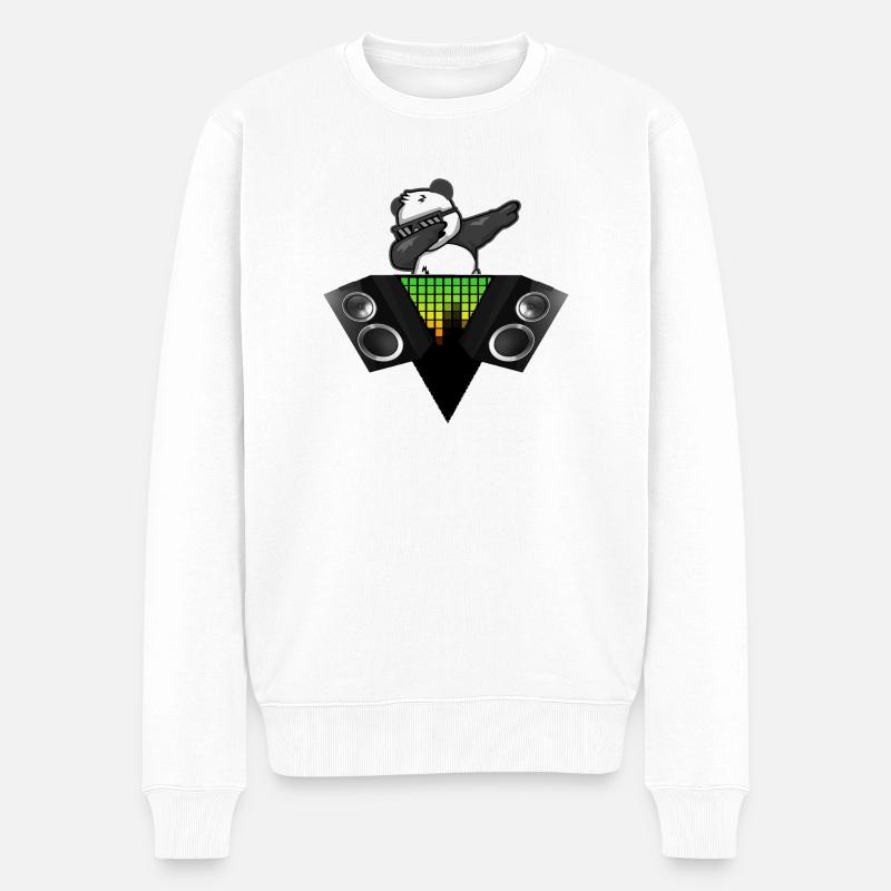 begeisterter Panda - Männer Premium Bio Pullover - Weiß
