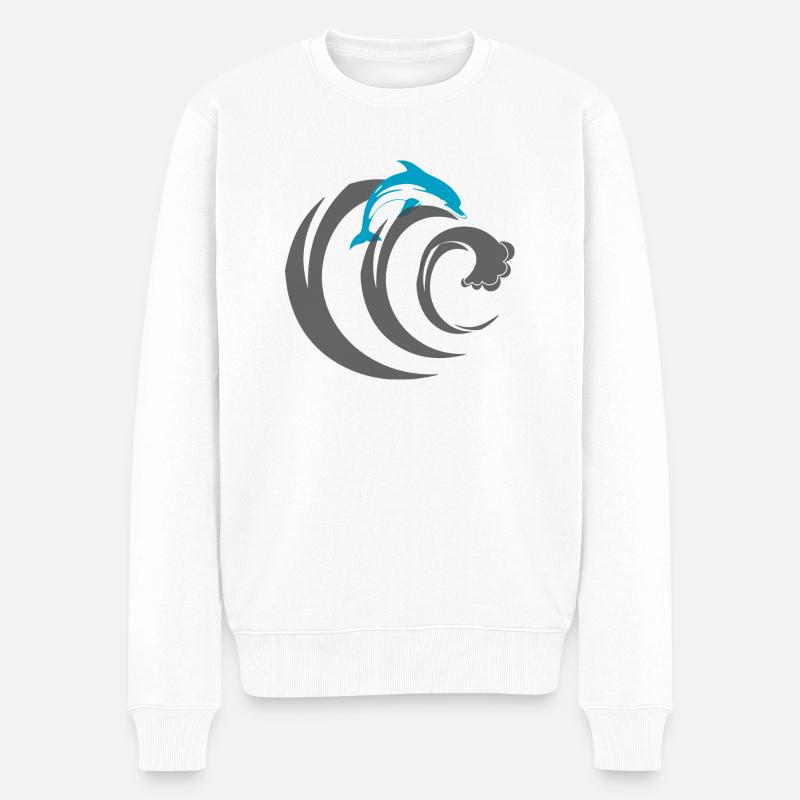 Dolphin Delfin - Männer Premium Bio Pullover - Weiß