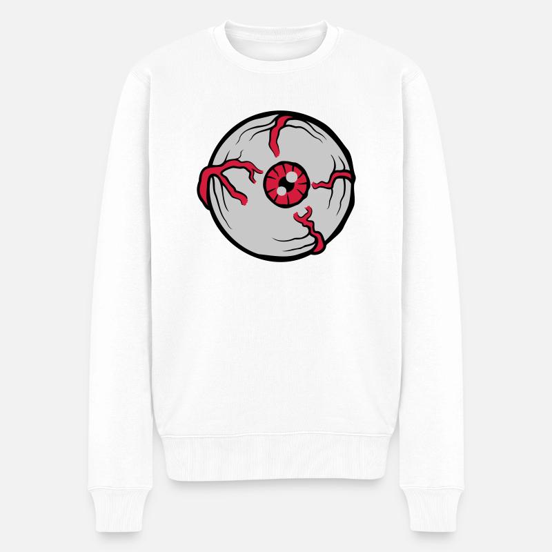 Grand œil d’horreur fou - Pull Premium bio Homme - blanc