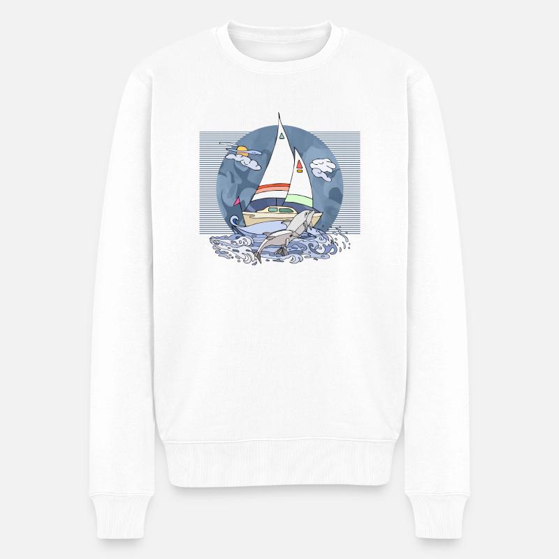 Segelboot - Männer Premium Bio Pullover - Weiß
