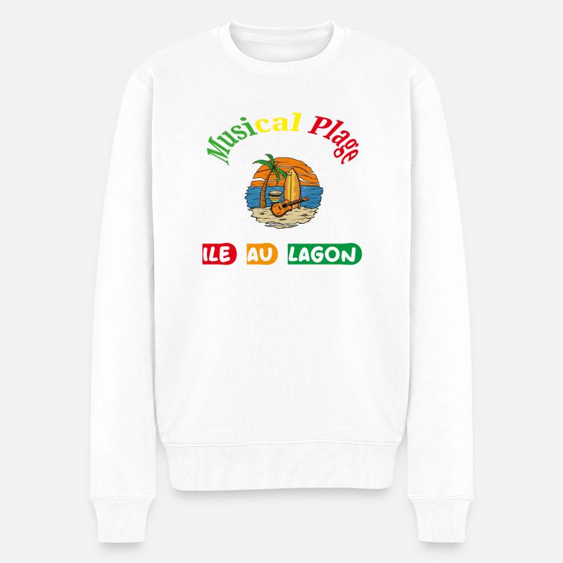 Musikalische Strandinsel zur Lagune - Männer Premium Bio Pullover - Weiß