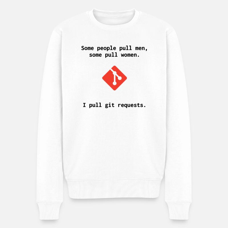 Git Witz - Pull Requests - Männer Premium Bio Pullover - Weiß